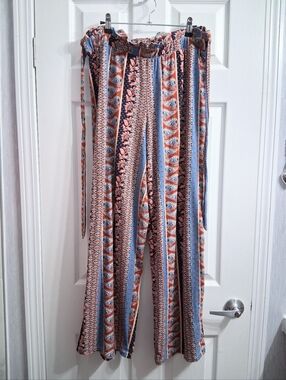 Pink Republic Boho Pants Botanical Pattern Soft Comfy XL